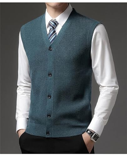 Men's Warm Daily Wool Blend Sleeveless Sweater Vest Winter V Neck Sleeveless Knit Cardigan for Layering4