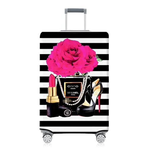 Fashion Accessory Travel Luggage Cover Fashion Girl Perfume and Lipstick and Heels Travel Suitcase Cover Anti-scratch Suitcase cover Fits 26-28 Inch