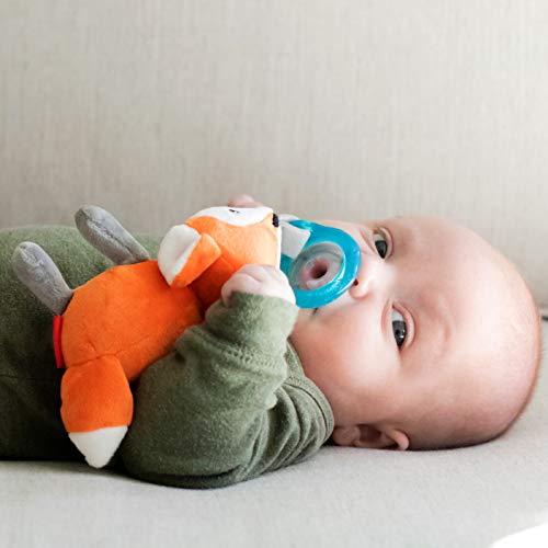 Image of Nuby Soft Plush Pacifinder with Detachable Silicone Pacifier: 0-6 Months, Fox, Natural Cherry Shape, Orange, one Size