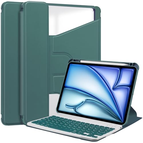 Housse clavier iPad Pro 13 M4 protection premium verte pivotante