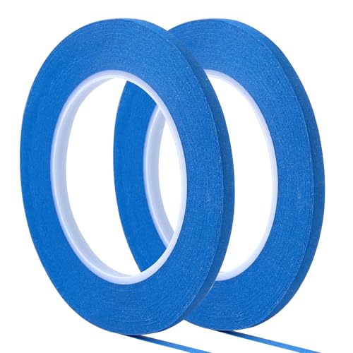 QDiShi 2 Pack 1/4' inch x 60yd Blue Painters Tape Easy Removal Thin Narrow Finishing Masking Tape...