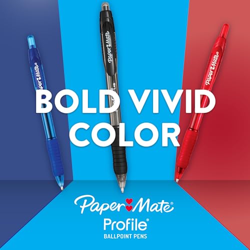 Image of Paper Mate Profile Retractable Ballpoint Pens, Bold Point (1.4mm), Black, 36 Count - Office Supplies, Comfortable Grip, Everyday Writing