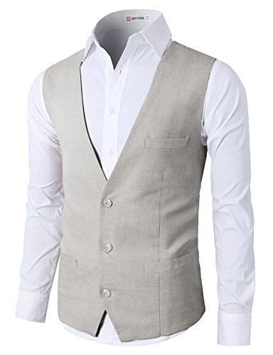 H2H Men's Top Designed V-Neck Sleeveless Casual Slim Fit Skinny Dress Vest Waistcoat LightGray US L/Asia XL (CMOV039)
