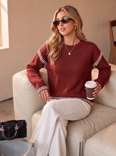 Image of Dokotoo Sweaters for Women Oversized Crewneck Long Sleeve Knit Sweater Tops