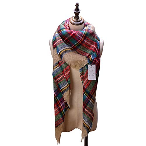 Women's Plaid Scarf Blanket Wrap Oversized Chunky Scarves Tartan Shawls4
