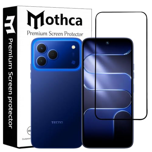 Image of Mothca Military-Grade Gorilla Tempered Glass Compatible with Tecno Spark 6 | Black | Full Screen Protection | Scratch Resistant | Easy Installation Kit (Pack of 1)