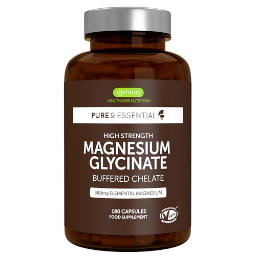 Igennus Glicinato de Magnesio Quelado 1300 mg, 380 mg de Magnesio Elemental Puro, 180 Cápsulas/ 3 Meses, Bisglicinato de Acción Rápida y Alta Absorción, Ingredientes Puros y Vegano
