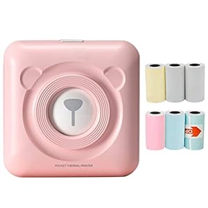 CaCaCook Mini draagbare fotoprinter, thermische printer foto label Memo ontvangst papier printer met 6 afdrukken papier…