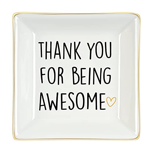 Homlouue Thank You Gifts for Women Thank You For Being Awesome Ring Dish Inspirational Appreciation Gifts for Employee Coworker Friend Teacher Friend
