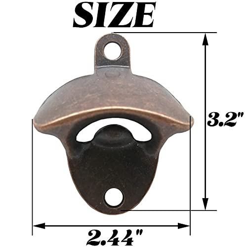 Yoohua 16Pcs Wall Mount Bottle Opener Kit With Screws, Vintage Rustic Bar Bottle Opener Wall Mount Rustic Beer Cap Opener With Mounting Screws For Kitchen Cafe Bars(Red Bronze) #TOP1