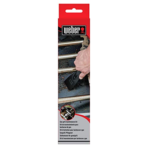 Weber Reinigungsset für Brenner & Grillkammern, für einfache Reinigung von Allen Grills, bestehend aus Schaber/Spachtel und Mini-Bürste, spühlmaschinengeeignet - Schwarz (6202)