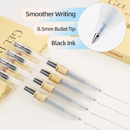 Bolígrafos roller gel retractiles, 0.5mm negro, pack 12 miniatura 3