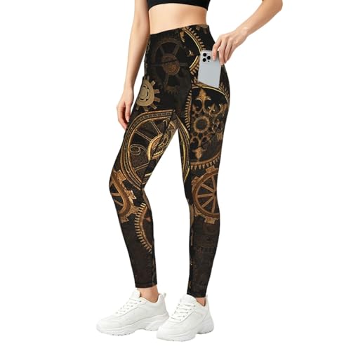 Legging de sport avec poches qui ne glisse pas grâce à sa taille haute Gears Clock