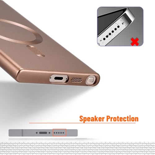 Image of Magnetic for Samsung Galaxy S23 Ultra Case,Soft Silicone Slim Fit Anti-Scratch Phone Case Cover with Camera Protection,Compatible with MagSafe,Brown