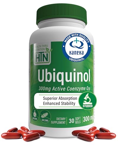 Image of Health Thru Nutrition Ubiquinol 300mg 30 Softgels as Kaneka QH Reduced CoQ-10 | Stabilized - 3rd Party Tested | Enhanced Bioavailability | Cardiovascular & Mitochondria Function Support | Non-GMO