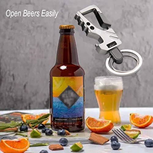 Image of Contacts Heavy Duty Stainless Steel Keychain with Bottle Opener for Men and Women -Gunmetal Silver(Pack of 2)