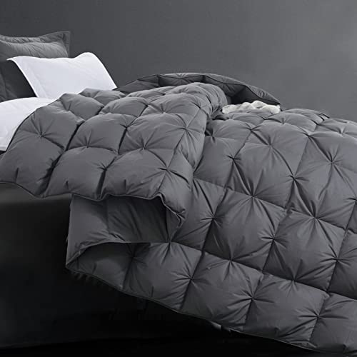 Royalay Goose Feather And Down Comforter King Size Duvet Insert Pinch Pleat Comforter-100% Cotton Cover-Fluffy And Soft For All Season Warmth-65 Oz #TOP3