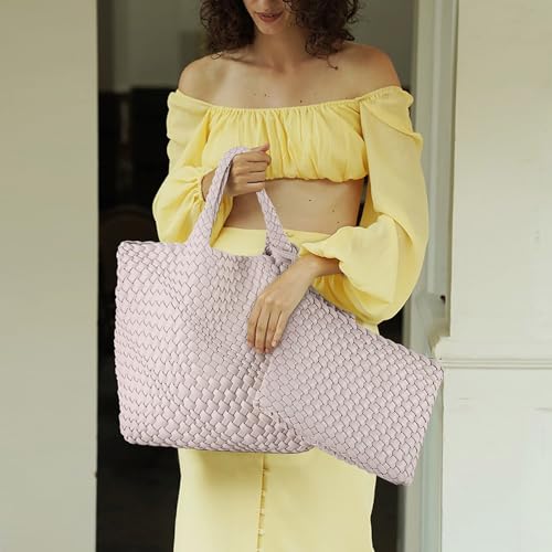 Image of JINMANXUE Fashion Woven Bag Shopper Bag Travel Handbags and Purses Women Tote Bag Large Capacity Shoulder Bags