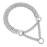 creer pince martingale  tour de cou Collier de pincement de martingale en métal for animaux de compagnie for chiens collier de chien en acier inoxydable réglable for la formation chaîne d\'étranglement de chien plaquée à doub