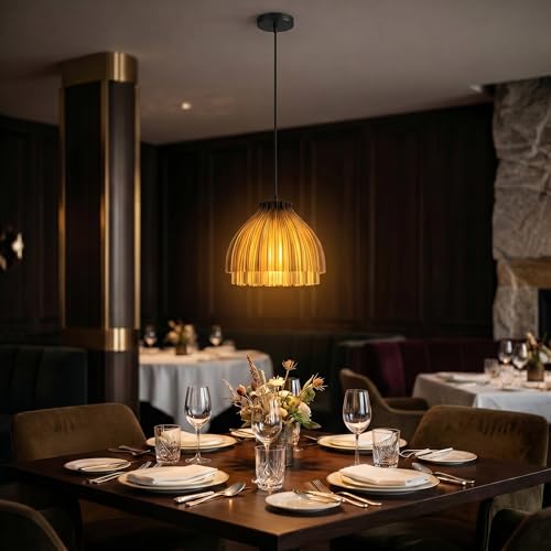 Image of Pendant Lamp 3D Printed for Home Decoration | Hanging Ceiling Light for Bedroom, Living Room, Dining Space | Stylish Modern Lamp for Ambient Lighting and Interior Design (Balck)