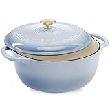 HEAVY-DUTY DESIGN: Thick cast iron is set with a glossy exterior finish and an enamel interior to combine lasting quality with easy upkeep. OVEN & STOVETOP READY: Sturdy and versatile, this dutch oven is well-suited to any cooking system! Use the sid...