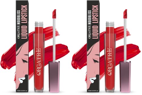 Image of Orgatre Moodbliss Liquid Lipstick | Waterproof, Long Lasting & Smudge Proof | Non-Drying, Lightweight & Highly Pigmented | Matte Finish | 4.5ml (Saffron Allure) (Pack of 2)