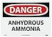 NMC D475RB OSHA Sign, Legend "DANGER - ANHYDROUS AMMONIA", 14" Length x 10" Height, Rigid Plastic, Red/Black on White