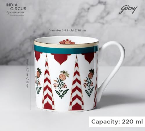 Image of India Circus by Krsnaa Mehta Blushed Orchard Melon Coffee Mug | Tea Cup with Handles | Dishwasher Safe | Designer Multicolor, Set of 6, 220 mL Each