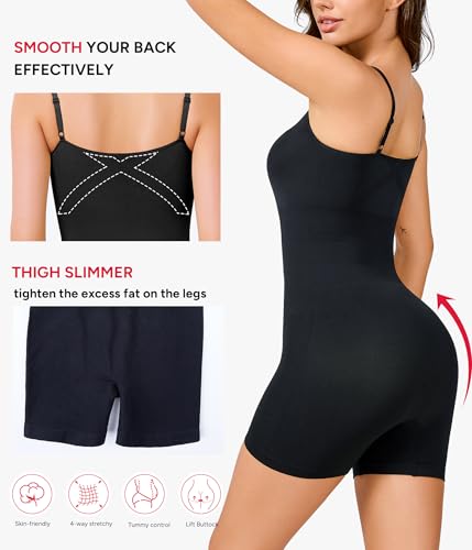 Image of Nebility Seamless Shapewear Bodysuit Women - Tummy Control Square Neck Full Body Shaper