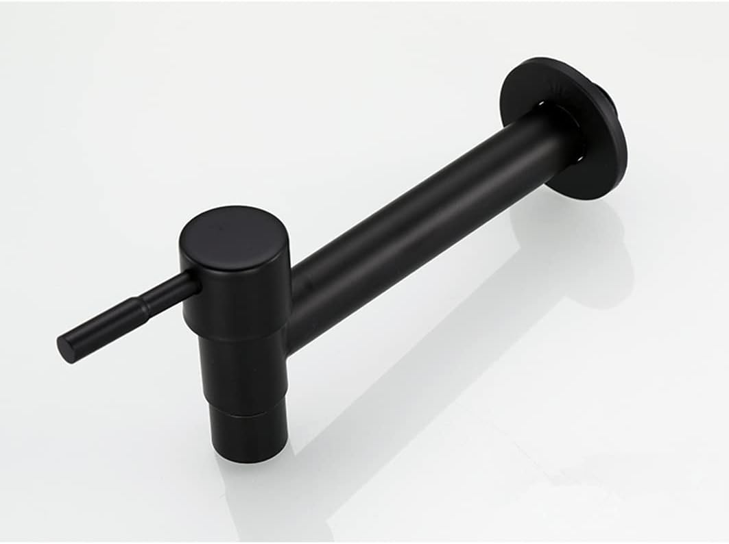 Wall Mount Stainless Steel Bathroom Sink Faucet Cold Water Faucets, Quick Open und Close Mop Pond Garden Outdoor Tap, Matte Black