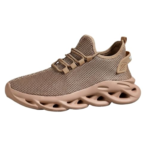 Workout Shoes for Women Men Running Tennis Casual Walking Shoes Lace Up Mesh Breathable Lightweight Comfortable Shoe Gym Non-Slip Cushion Sole Trainers Fashion Athletic Sports Sneakers Brown