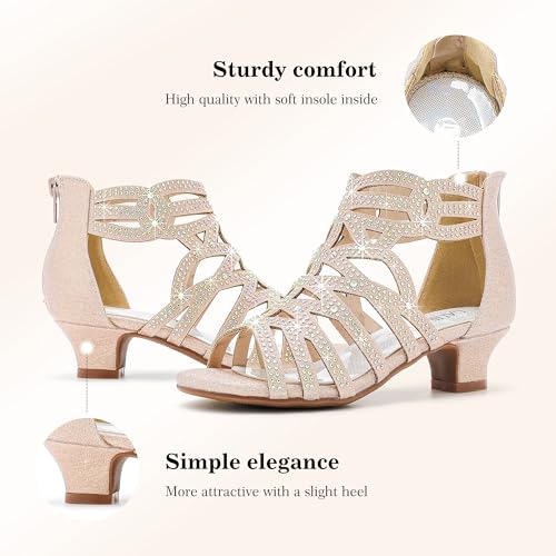 Image of LAURMOSA Little Girls Sandals High Heels Formal Shoes Open Toe Pump Sandals Glitter Party Wedding Shoes for Big Kids Toddler