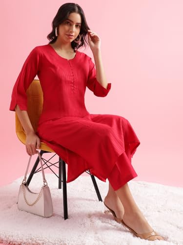 Image of Hritika Magenta Viscose Rayon Straight Pattern Kurtaset (HRKB0048MGNTA XXL)