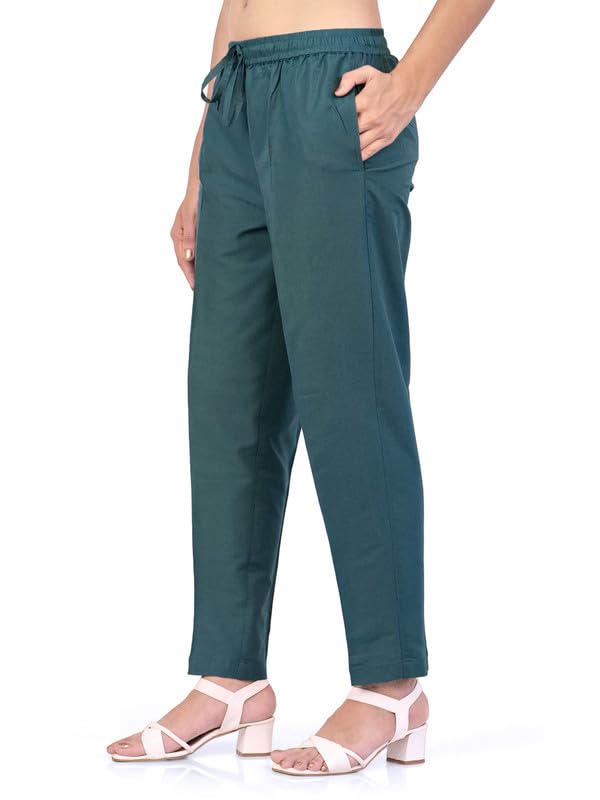 Image of Trouser Pants for Women,Stylish Trousers for Woman for Kurti Relaxed & Regular Straight fit Palazzo,Ethnic Bottom Formal Pants for Women Office wear Casual & Daily Use