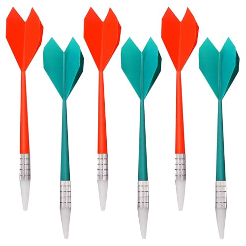 Xgvzs 6 PCS Soft Tip Darts Plastic Gentle Hint Darts for Soft Dartboards Great Indoor Office Home Games for Kids and Adults (Red+Green)