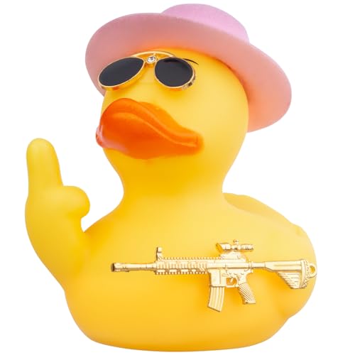 Mwmoeen Pato de goma para adorno de coche, diseño de pato amarillo, accesorios para salpicadero, accesorios con sombrero de cilindro, collar de gafas de sol y accesorio fresco para coche, oficina,