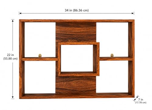 Image of SHYAM ART & CRAFT Wooden Book Shelf for Wall | Wall Mounted Bookshelf for Living Room & Bedroom | Floating Wall Shelves | Home Decor & Wall Decoration Items | Corner Shelf for Decor, Honey Finish