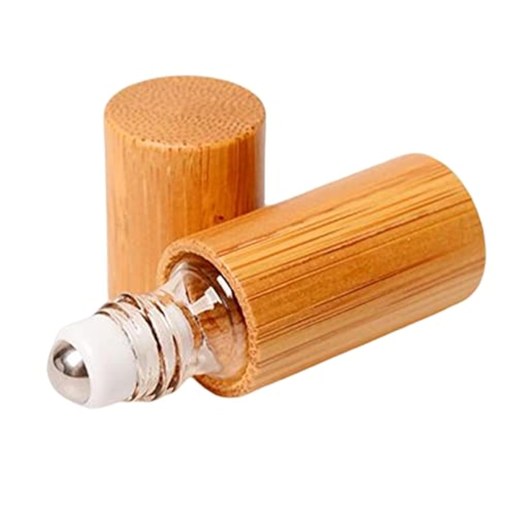 3xHandmade Bamboo Refillable Empty Essential Oil Roll on Bottle