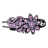 Purple Diamond-encrusted Duckbill Clip Hairpin Back of The Head Senior Large Retro Hairpin Rhinestone Headgear Fashion Crystal Hairpin Female Top Side Clip Suitable for Girls to Send Gifts