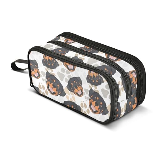 Image of Pencil Case Rottweiler Dog 3 Compartments Pencil Pouch | Big Capacity,Aesthetic,Organizer Markers,Pencil Box,,Boys,Girls,Adults,Students,Back to School Season,Gift