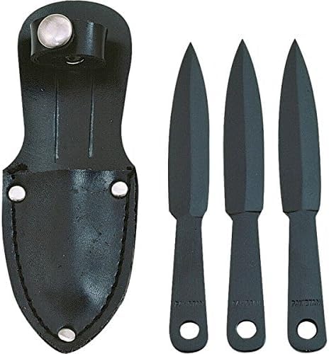 SZCO Arrow Throwing Knife Set 3-Piece Tactical Throwing Knives with Sheath 4 5 Balanced Stainless-Steel Blades Black Finish