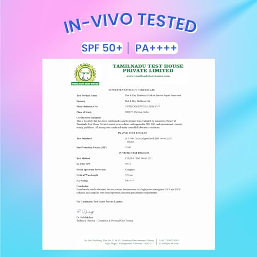 Dot & Key Blueberry Hydrate Barrier Repair Sunscreen In-Vivo Tested SPF 50+ PA++++ | With Ceramides & Hyaluronic, Hydrates & Protects Skin |... - Image 2