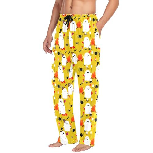 Playful Spirits Men's Cotton Pajama Pants with Pockets and Drawstring Comfortable and Stylish,S4
