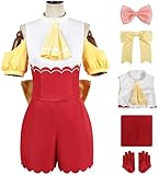 Kolegrial ‌MEM cho Disfraz Mujer Cosplay Anime Oshi no KO 2 Idol MEM cho Performances Uniforme Set Top Shorts con Tocado Lazo Guantes para Carnaval Halloween Fiesta Mascarada Fancy Juego de rol Traje