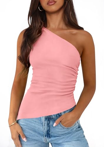 Image of PRETTYGARDEN One Shoulder Summer Tops for Women
