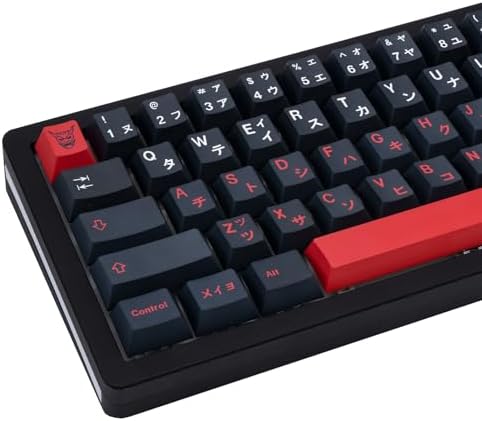 GEKUCAP 129 Keys Red Black Japanese Keycaps, Dye Sublimation PBT Customized KeyCaps, Cherry Profile Keycaps Set for Cherry MX Switches Mechanical Keyboards 61/64/68/84/87/104