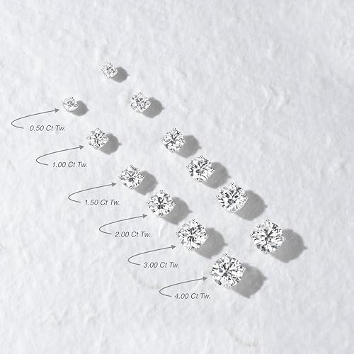 1/2 to 4 Carat Lab Grown Diamond Round Stud Earrings for Women I 14k Gold Earrings (G-H, VS1-VS2, 0.50 to 4.00 cttw) 4-Prong Brilliant Cut Diamond I Push Back Studs by Carbon Atelier4