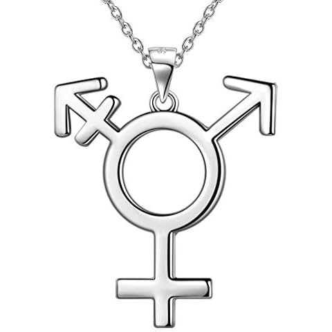 Transgender Lesbian LGBT Necklace Sterling Silver Bisexual Gay Male and Female Symbol Pride Statement Necklace Bisexual Jewellery FP0112W Cover