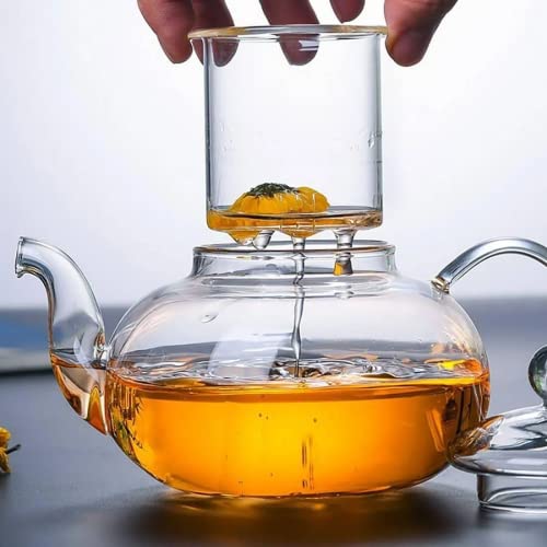 Bule Chaleira Vidro Borossilicato Infusor Chá Cozinha 1000ml