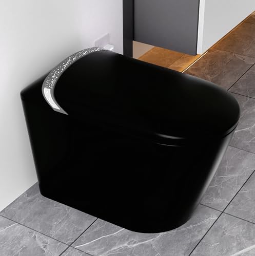 Inodoro inteligente SouNor con bidet, asiento calefactado, secador de aire caliente, tanque sin depósito, automático, ADA, alargado, para baños, color negro mate